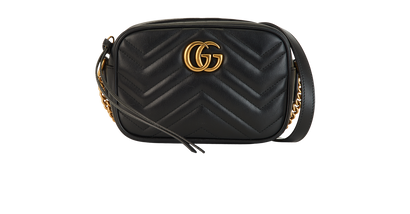 GG Marmont Small Camera Bag, £650, Handbags, Black, Leather, Front view